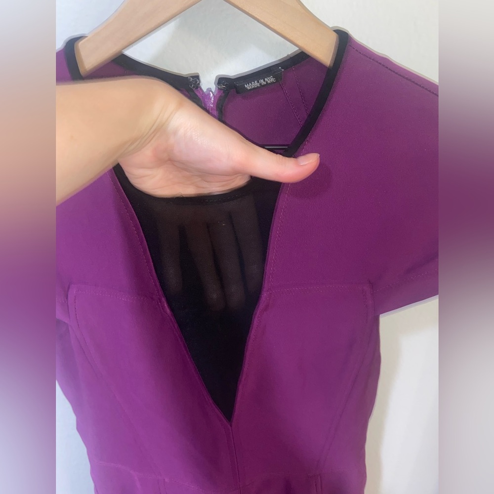 Yigal Azrouel Vintage Purple and Black Sheath Dress, Size Medium - Picture 9 of 11